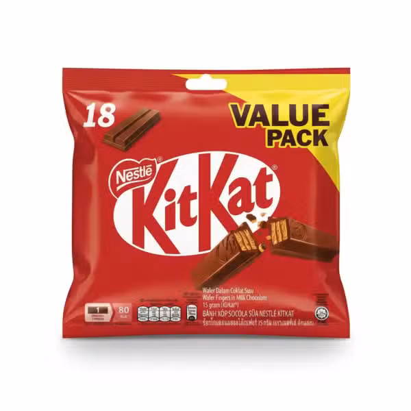 Nestle KitKat Value Pack 18 Pieces Wafer Fingers in Milk Chocolate 270gm