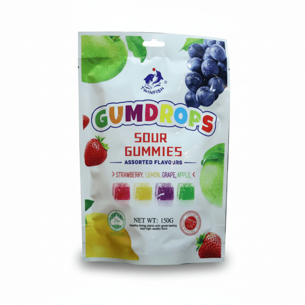 Twinfish Gumdrops Sour Gummies Assorted Flavors 150gm