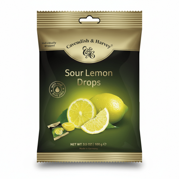 Cavendish & Harvey Sour Lemon Drops 100gm Individually Wrapped