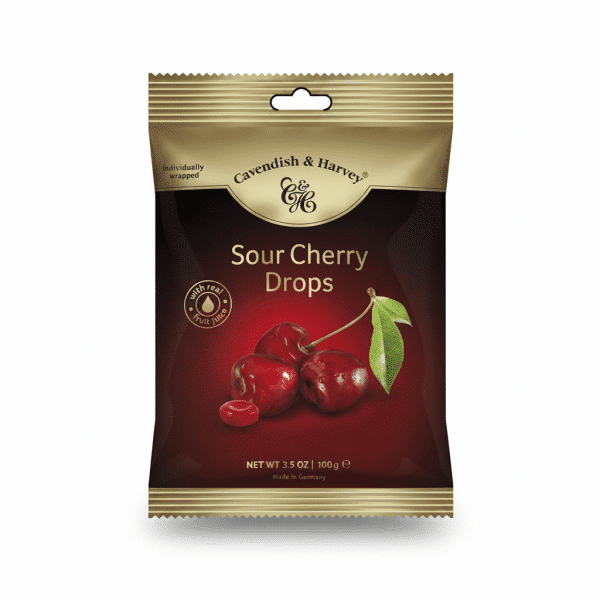 Cavendish & Harvey Sour Cherry Drops 100gm Individually Wrapped