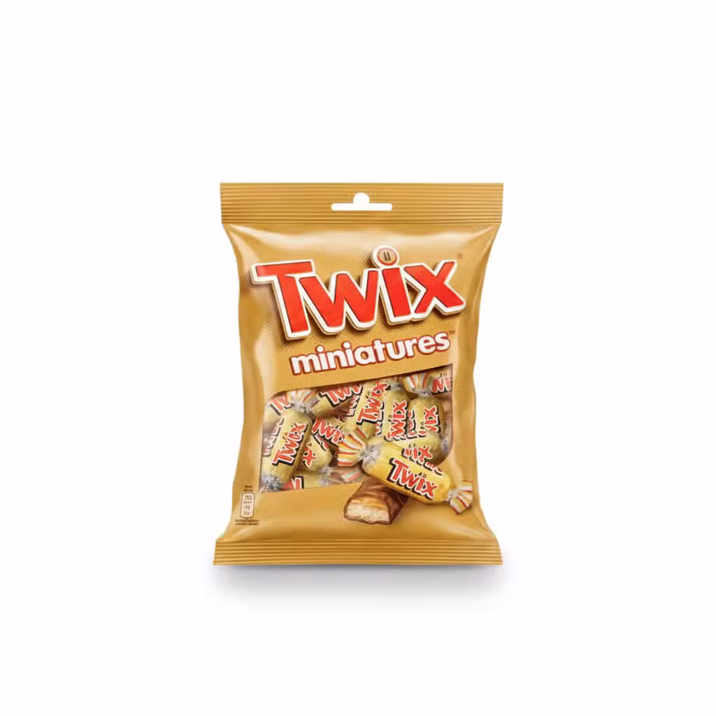 Twix miniatures 150gm chocolate candy bar snack pack
