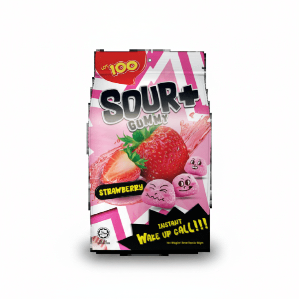 LOT 100 Sour+ Gummy Candy Strawberry 95g