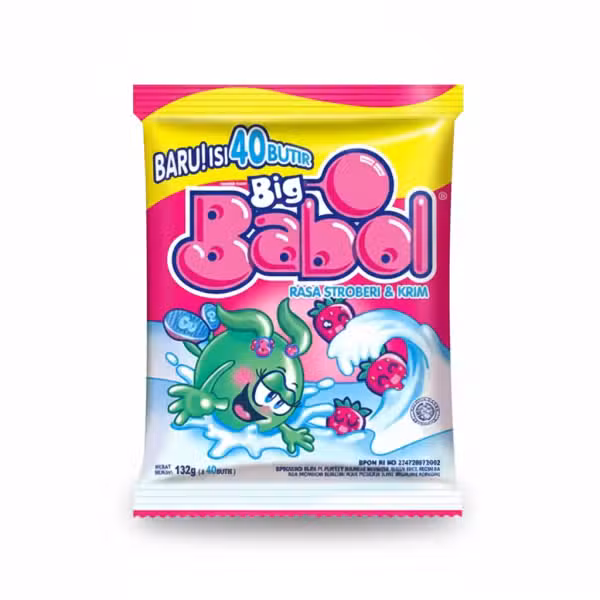 Big Babol Strawberry Cream 132g 40 Pieces Bubble Gum