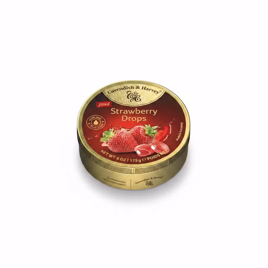 Cavendish & Harvey Strawberry Drops 175gm Filled With Real Fruit Juice