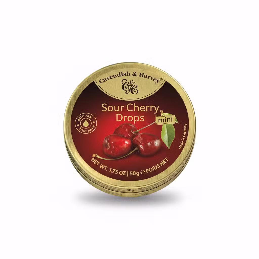 Cavendish & Harvey Sour Cherry Drops mini with real fruit juice Made in Germany