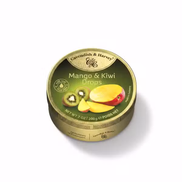 Cavendish & Harvey Mango & Kiwi Drops 200gm Real Fruit Juice Made in Germany