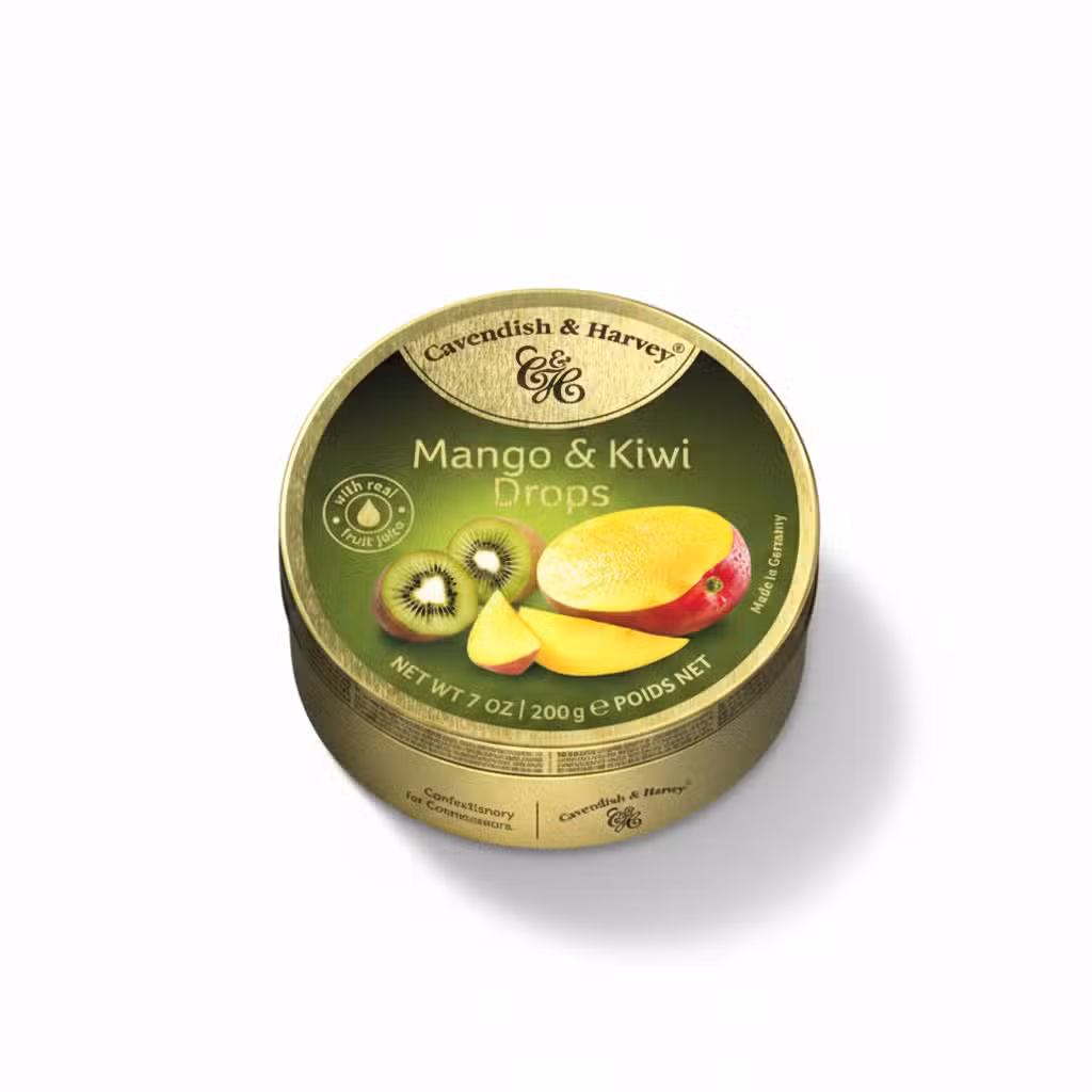 Cavendish & Harvey Mango & Kiwi Drops 200gm Real Fruit Juice Made in Germany