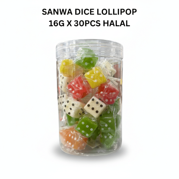 Sanwa Dice Lollipop 16g X 30pcs Halal