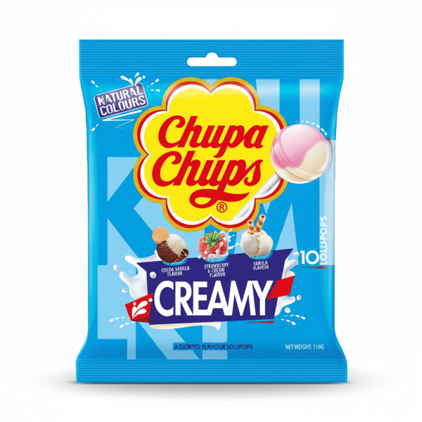 Chupa Chups Creamy Assorted Flavour Lollipops 110g Natural Colours