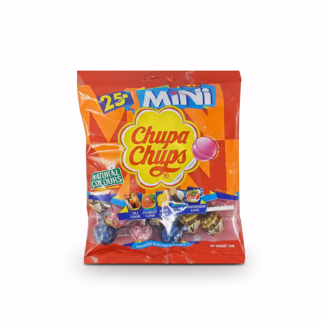Chupa Chups Mini Lollipops 150gm Natural Colours Assorted Flavours