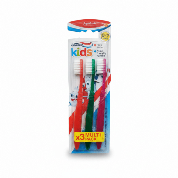 Aquafresh Kids Toothbrush Multi Pack 0-7 Years Flex Zone Child Friendly Handle