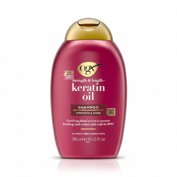 OGX Strength & Length Keratin Oil Shampoo 385ml Sulphate-Free