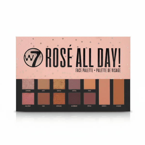 W7 Rose All Day Face Palette 12 Colours Eyeshadow Blush Contour