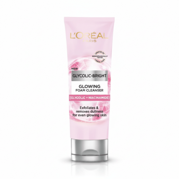L'Oreal Paris Glycolic Bright Glowing Foam Cleanser 100ml Exfoliates Removes Dullness