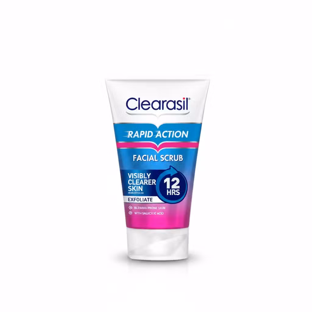 Clearasil Rapid Action Facial Scrub Visibly Clearer Skin 12 Hrs Exfoliate Blemish-Prone Skin With Salicylic Acid 125ml