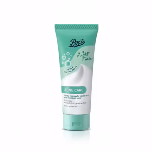 Boots Whip Foam BHA Tea Tree Extract Acne Care Face Wash 100ml