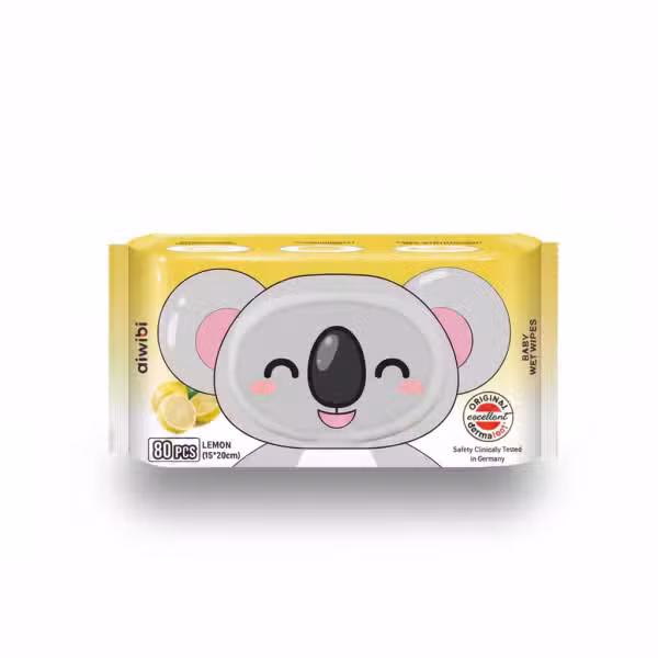 Aiwibi Lemon Baby Wet Wipes 80 Count Hypoallergenic