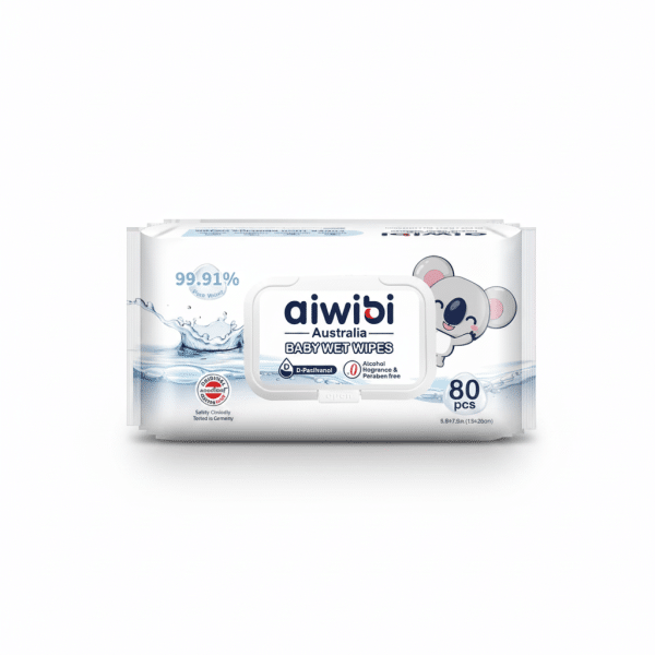 Aiwibi Australia Baby Wet Wipes 80 Pieces 99.91% Pure Water Alcohol Fragrance Paraben Free