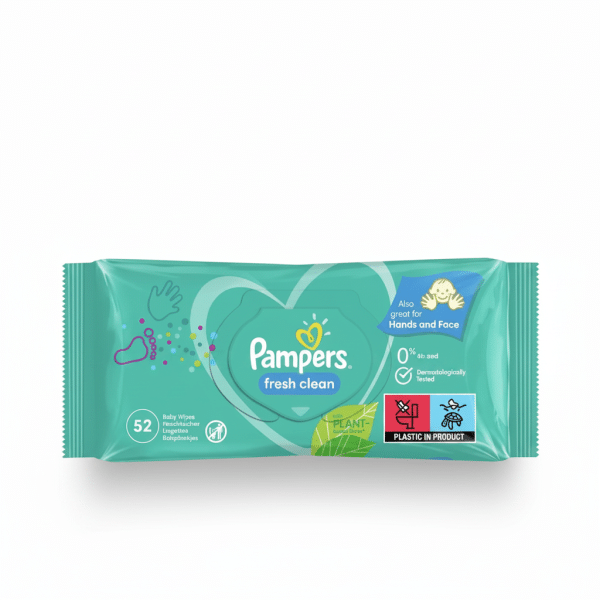 Pampers Fresh Clean Baby Wipes 52 Count Plant Based