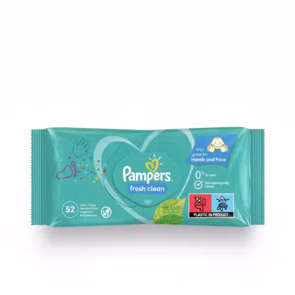 Pampers Fresh Clean Baby Wipes 52 Count Plant Based