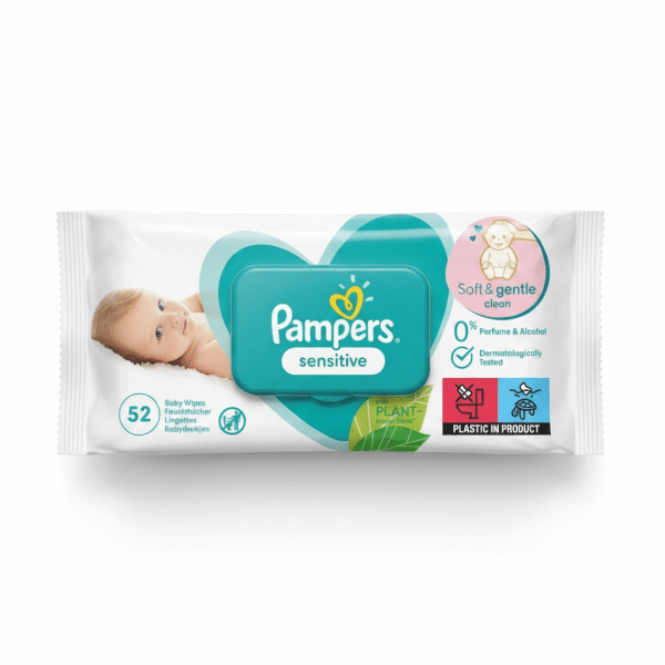 Pampers Sensitive Baby Wipes 52 Count Plant Based Fibers