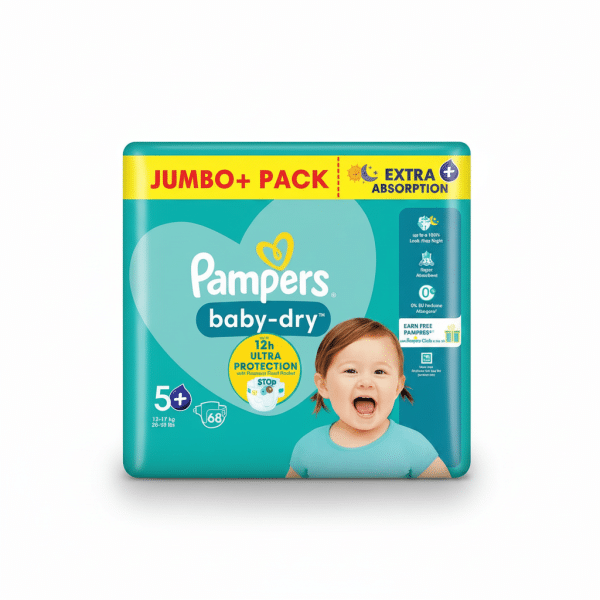 Pampers baby-dry Jumbo Pack Size 5 68 Count 12h Ultra Protection