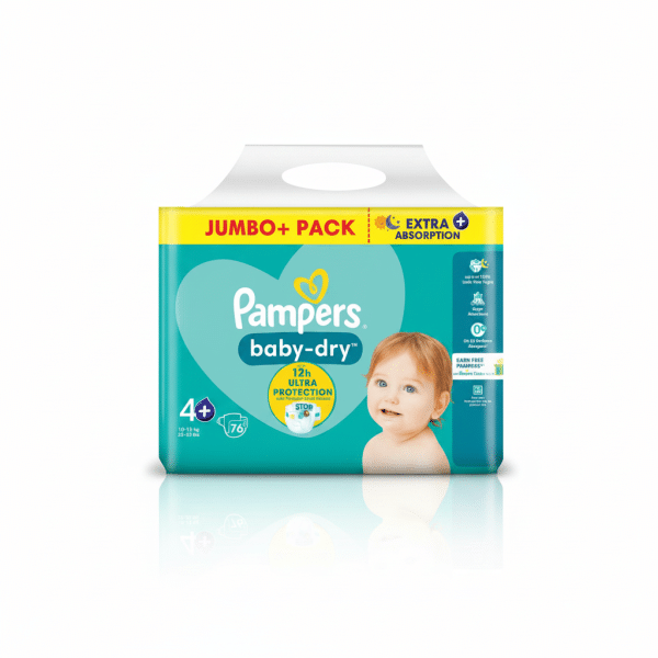 Pampers baby-dry Diapers Size 4+ 10-15 KG 76 Count 12h Ultra Protection Extra Absorption