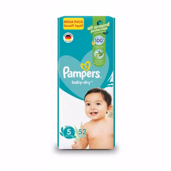 Pampers Baby Dry Diapers Size 5 11-16kg 52 Count All Around Protection