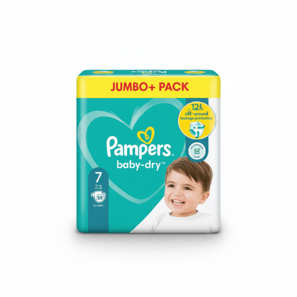 Pampers Baby-Dry Size 7 15+ kg 58 Count Jumbo Pack Belt System