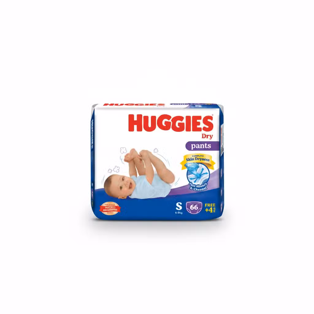 Huggies Dry Pants Small 4-8kg Fast Absorb X-Channel Complete Skin Dryness
