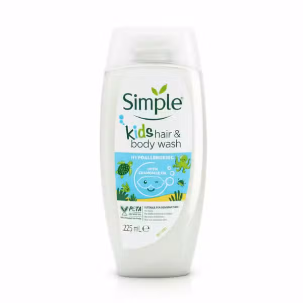 Simple Kids Hair & Body Wash 225ml Hypoallergenic Chamomile Oil