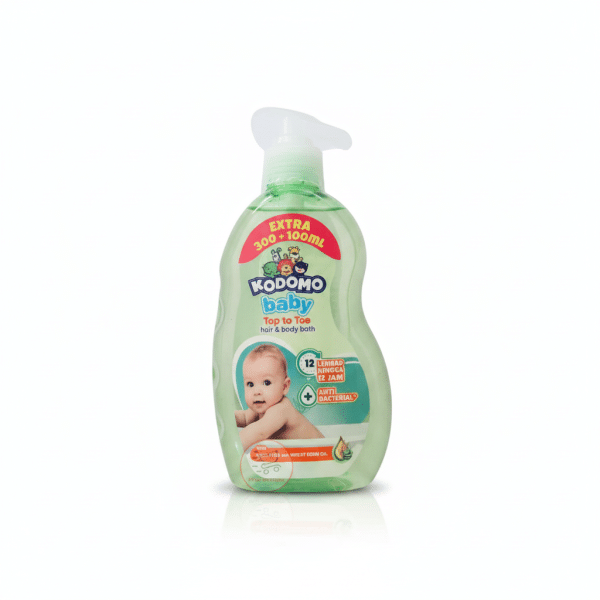 Kodomo Baby Top to Toe Hair & Body Bath Extra 300+100ml Anti Bacterial Aloe Vera Wheat Cream Oil
