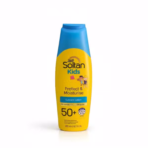 Boots Soltan Kids Protect Moisturise Suncare Lotion 50+ UVA Ultra 200ml