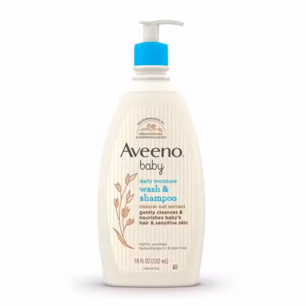 Aveeno Baby Daily Moisture Wash & Shampoo 532ml Natural Oat Extract Tear-Free