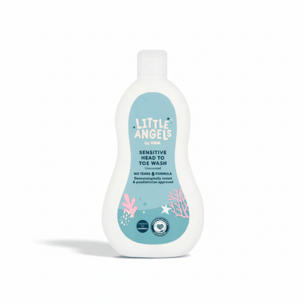 Little Angels by ASDA Sensitive Head to Toe Wash Unscented 500ml No Tears Formula Dermatologically Tested Paediatrician Appro