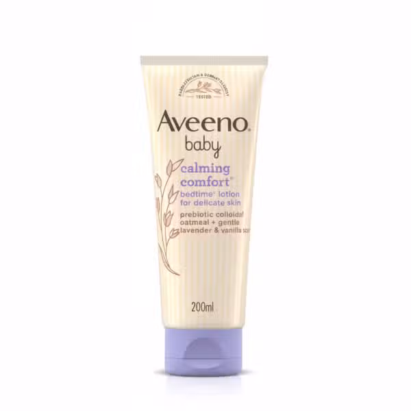Aveeno Baby Calming Comfort Bedtime Lotion Prebiotic Colloidal Oatmeal Lavender Vanilla Scent 200ml