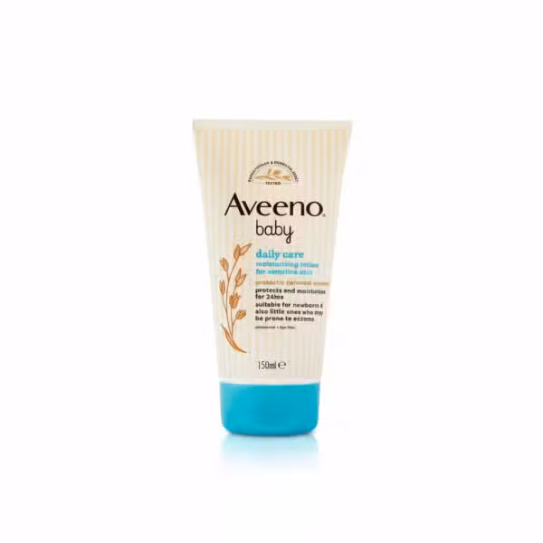 Aveeno Baby Daily Care Moisturising Lotion 150ml for sensitive skin protects and moisturises for 24hrs suitable for newborns