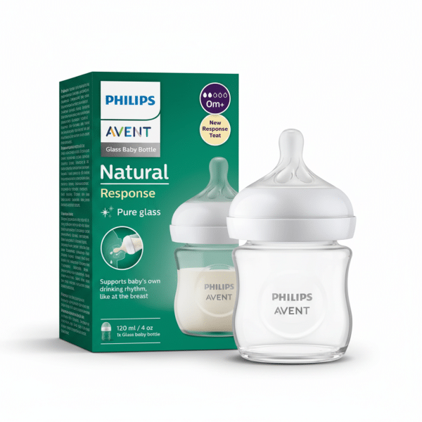 Philips Avent Natural Response Glass Baby Bottle 120ml 4 oz Pure Glass