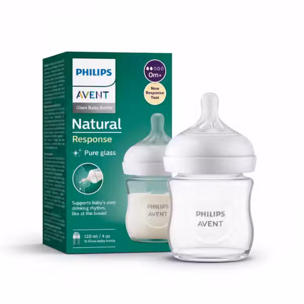Philips Avent Natural Response Glass Baby Bottle 120ml 4 oz Pure Glass