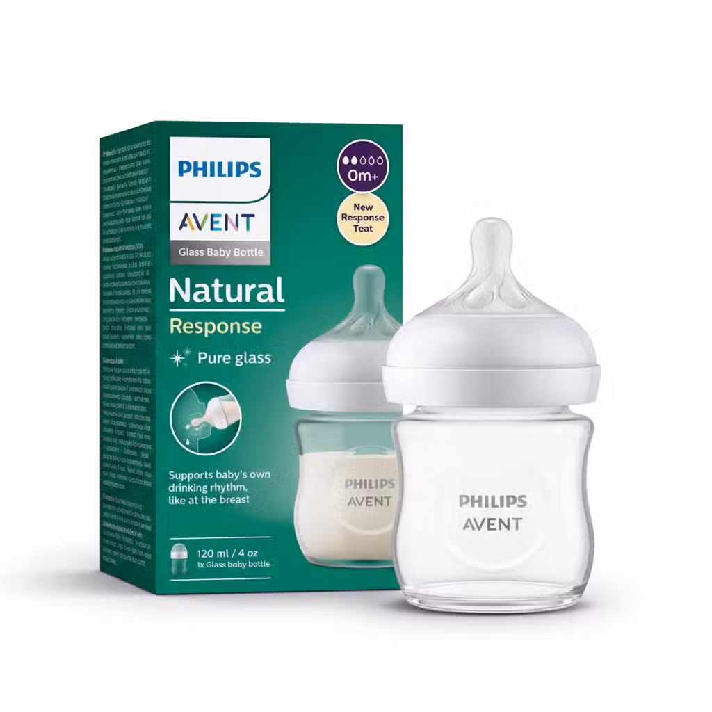 Philips Avent Natural Response Glass Baby Bottle 120ml 4 oz Pure Glass