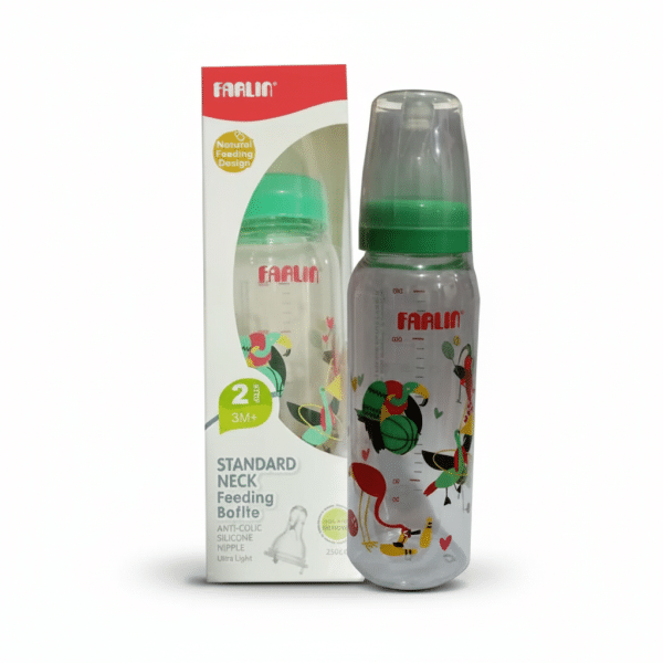 Farlin Standard Neck Feeding Bottle 250ml Natural Feeding Design Anti-Colic Silicone Nipple
