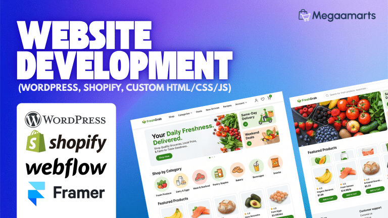 Website Development WordPress Shopify Custom HTML CSS JS Online Store Megaamarts Bangladesh