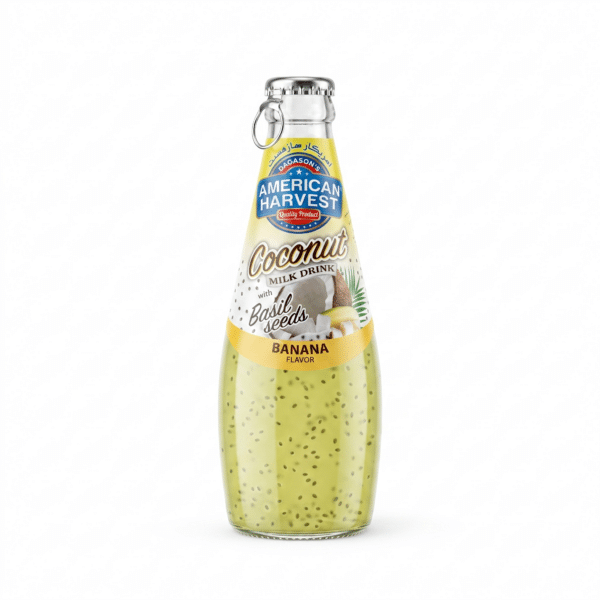 American Harvest Coconut Milk Drink Banana Flavor with Basil Seeds 290ml