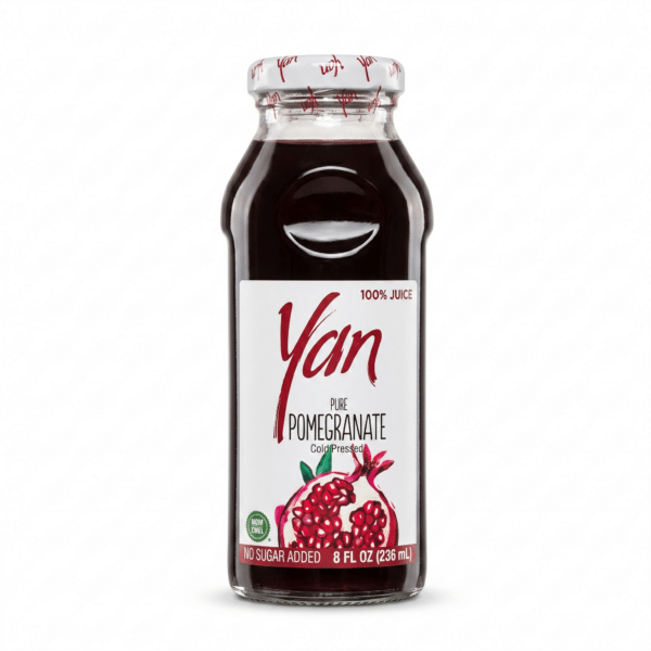 Yan Pomegranate Juice: Pure, California-grown, no added sugar.