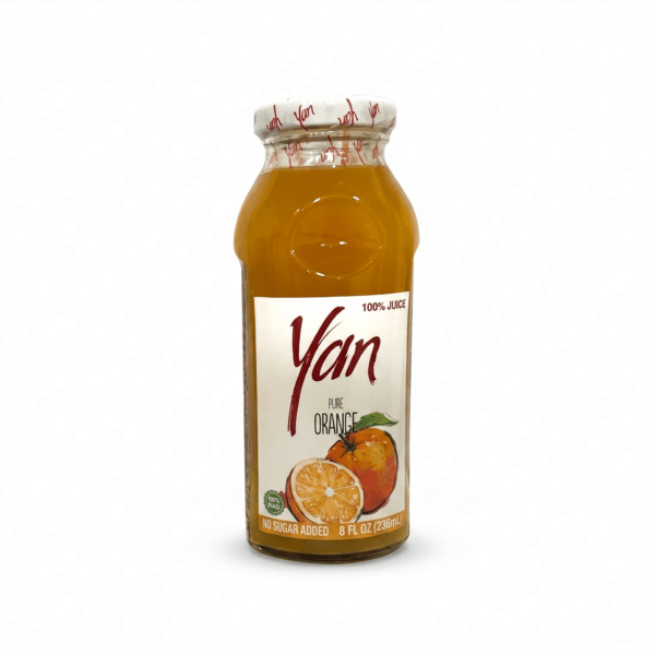 Yan Pure Orange Juice 100% Juice No Sugar Added 8 FL OZ 236ml